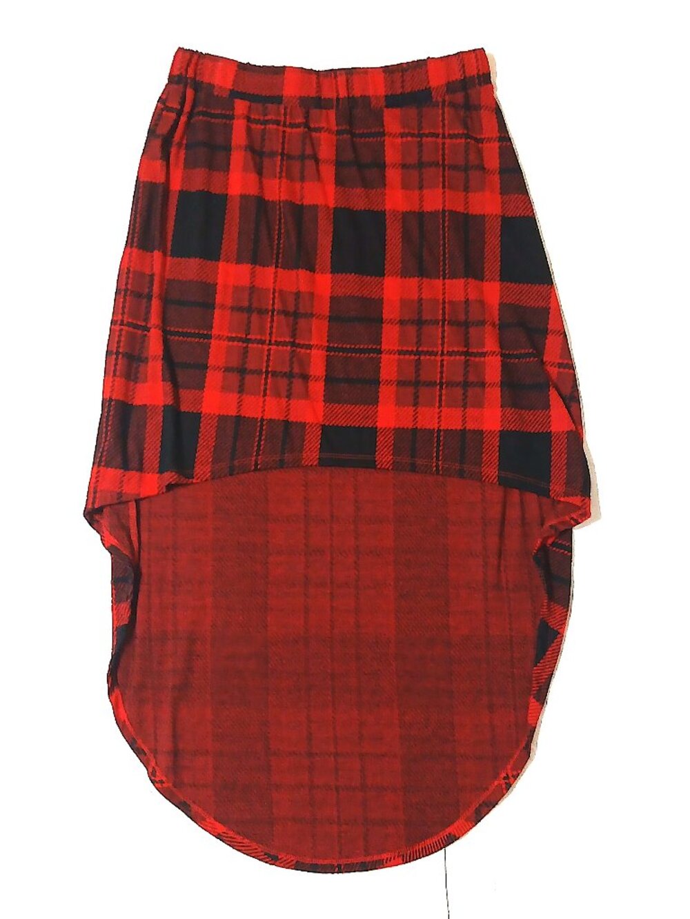 rue21 Red Black Plaid High-Low Skirt Size L Stretch Waist